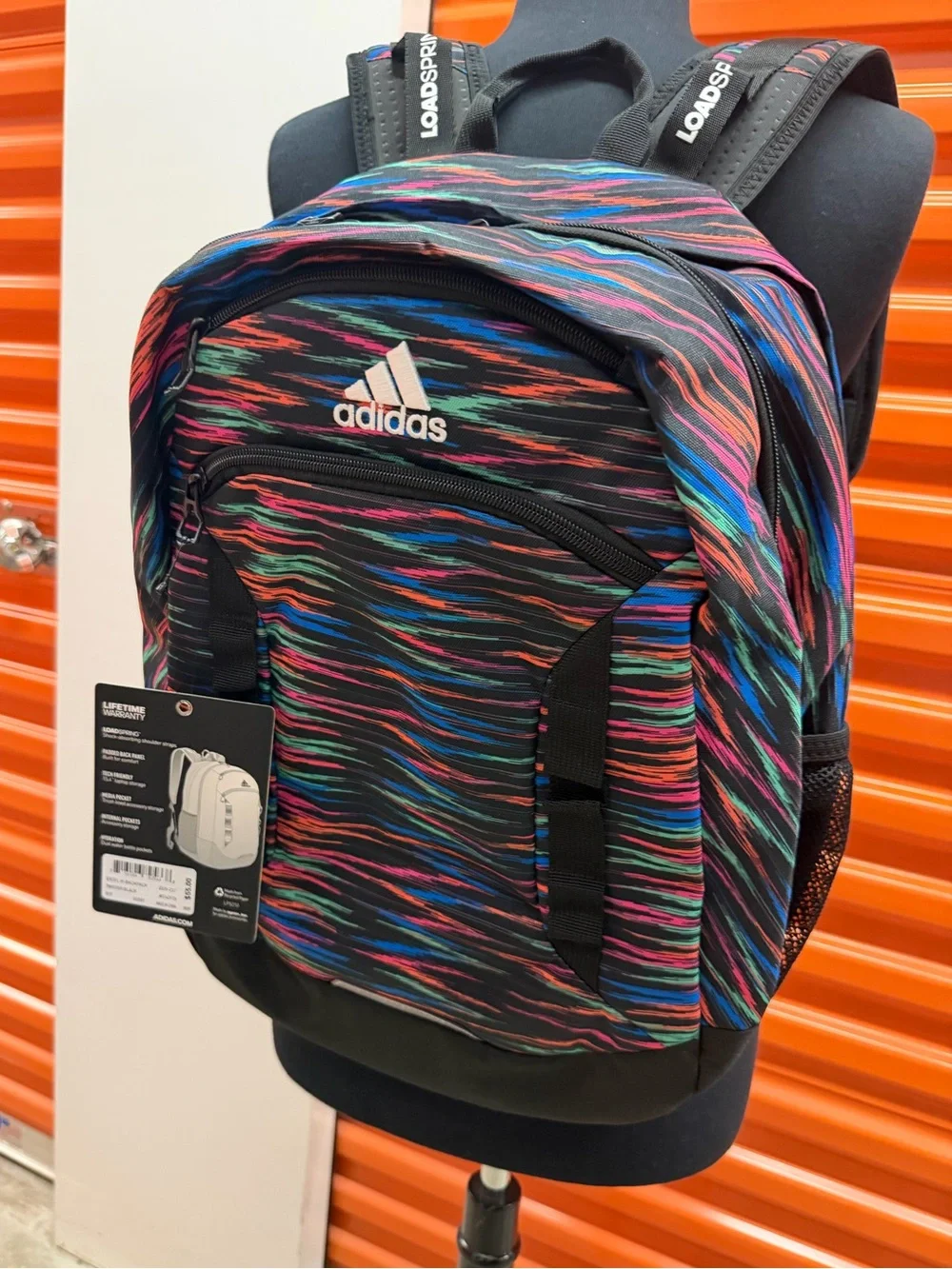 NWT Adidas Excel ||| Black Multicolor Wave-Stripe Backpack